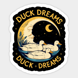 Quirky Duck Dreams Retro Design Sticker